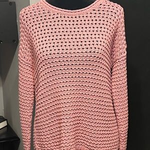 Madewell Cotton Crochet Sweater Pink Women’s Size XS Stretch